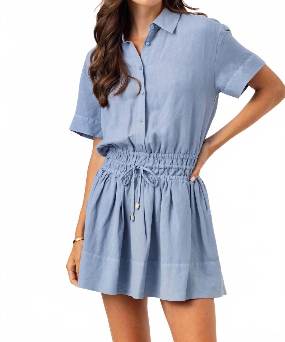 NEW SUNDAYS nina button-up dress in blue slate